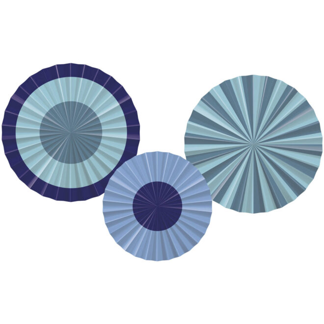 Bold Blue Deco Fan Set - 3 stuks