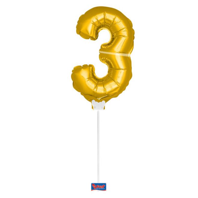 Mini folieballon cijfer 3 (36cm) - goud