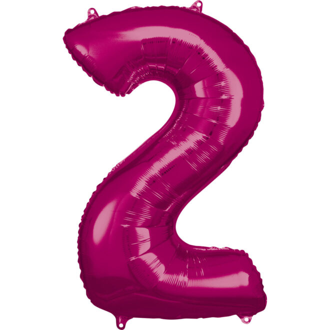 Grote folie ballon cijfer 2 (86cm) - Roze