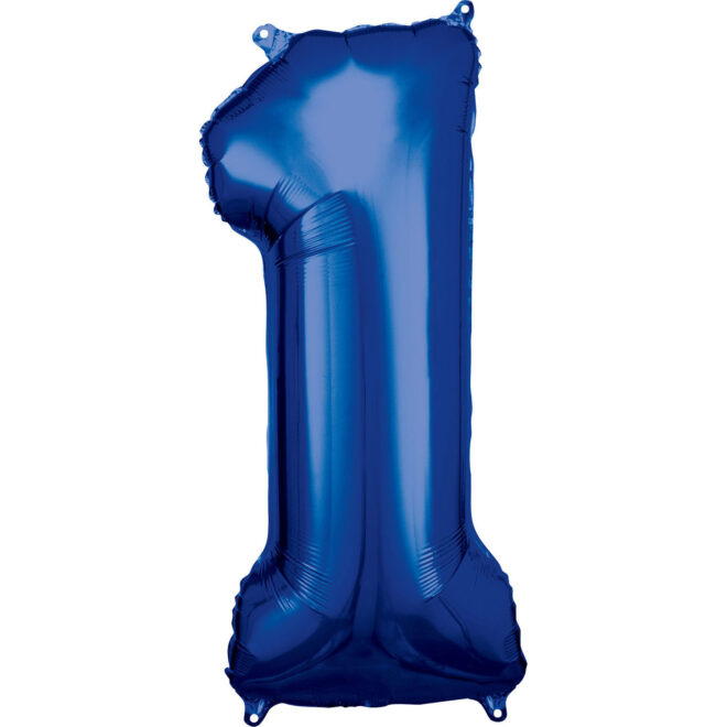 Grote folie ballon cijfer 1 (86cm) - Blauw