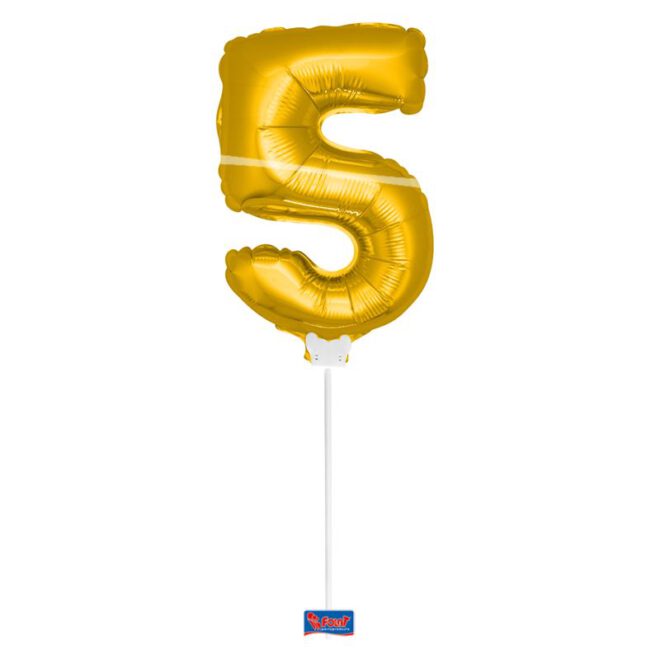 Mini folieballon cijfer 5 (36cm) - goud