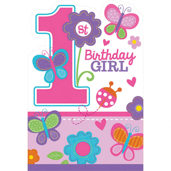 1st Birthday Girl uitnodiging voor een eerste verjaardag