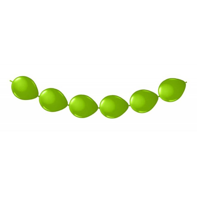 Lime groene latex knoopballonnen waarmee je een slinger van ballonnen kunt maken.