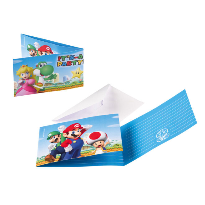 Super Mario uitnodigingen - 8 stuks