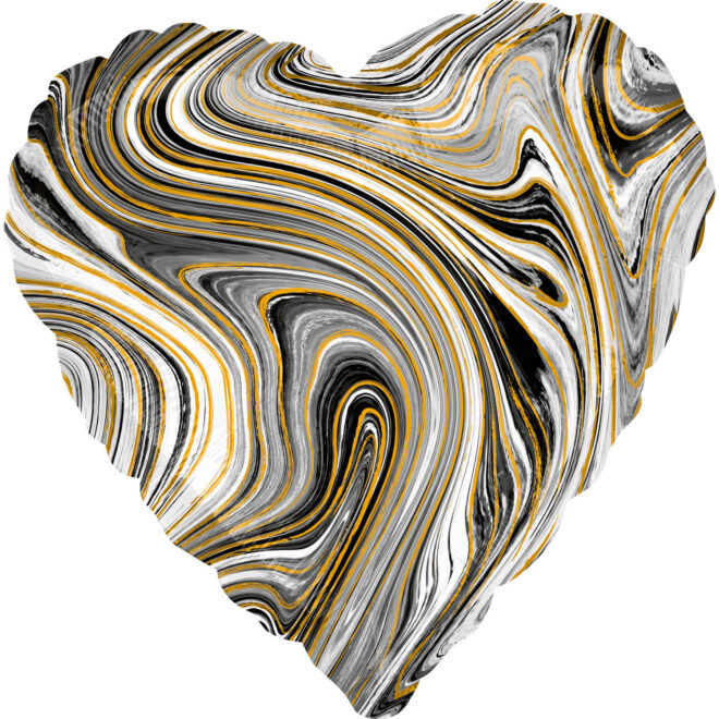 Marblez folieballon hart (43cm) - Zwart
