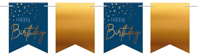Elegant True Blue vlaggenlijn (6m) - Happy Birthday