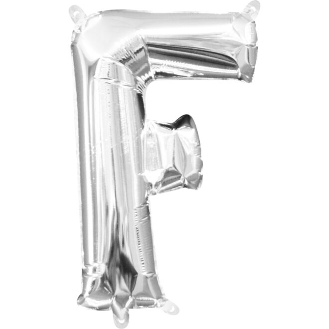 Mini folie ballon letter F (35cm) - zilver