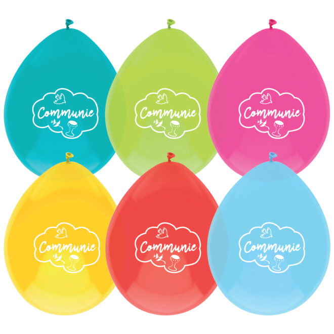 Communie ballonnen met vrolijke kleuren - 6 stuks