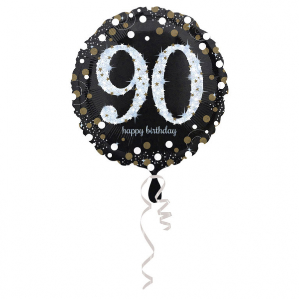 Gouden sparkling folieballon (43cm) - 90 jaar