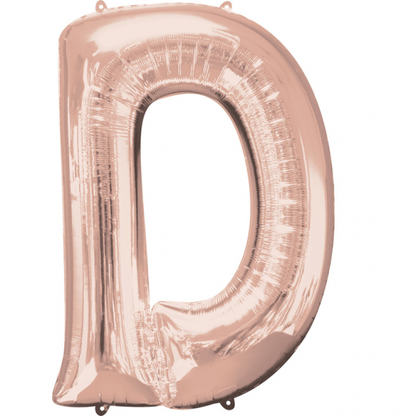 Grote folie ballon letter D - Rosé Goud
