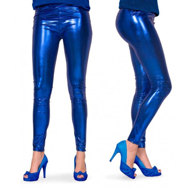 Metallic blauwe legging - maat small-medium