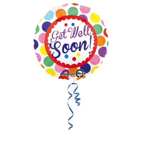 Get Well Soon folieballon met stippen (43cm)