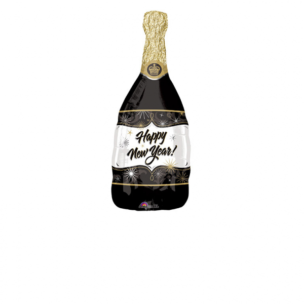Happy New Year champagne fles folieballon (99cm)