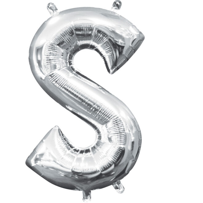 Mini folie ballon letter S (35cm) - zilver