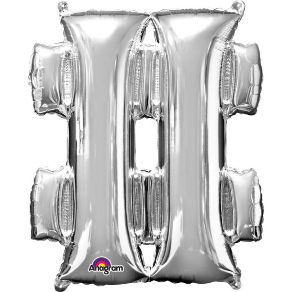 Grote folie ballon symbool # - zilver