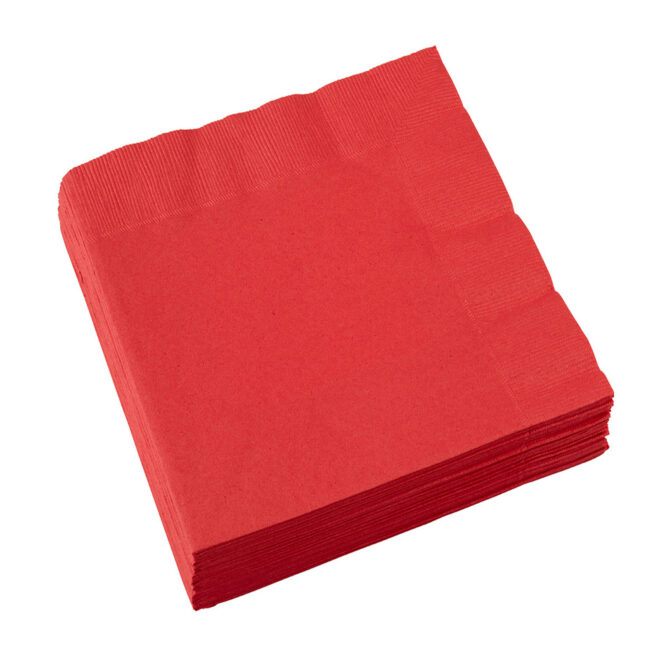 Servetten rood 33 cm. Beverage napkins red