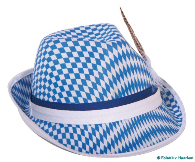 Tiroler hoed blauw-wit met veer