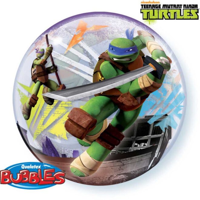 Stoere, gedeeltelijk transparante bubbleballon van The Teenage Mutant Ninja Turtles van 56 centimeter groot - kant 2