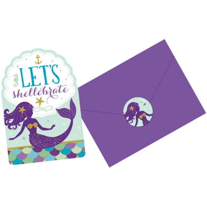 Mermaid Wishes uitnodigingen - 8 stuks