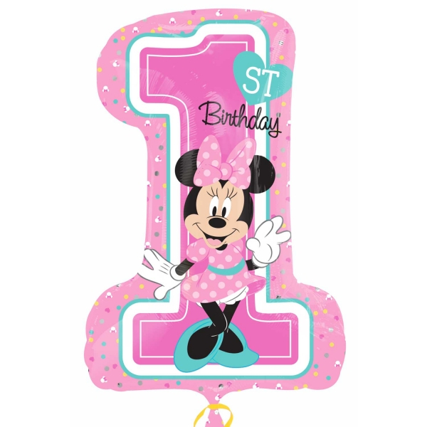 Minnie Mouse 1st birthday folieballon (48x71cm)