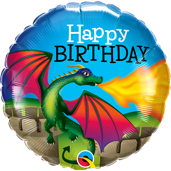 Folieballon draak Happy Birthday
