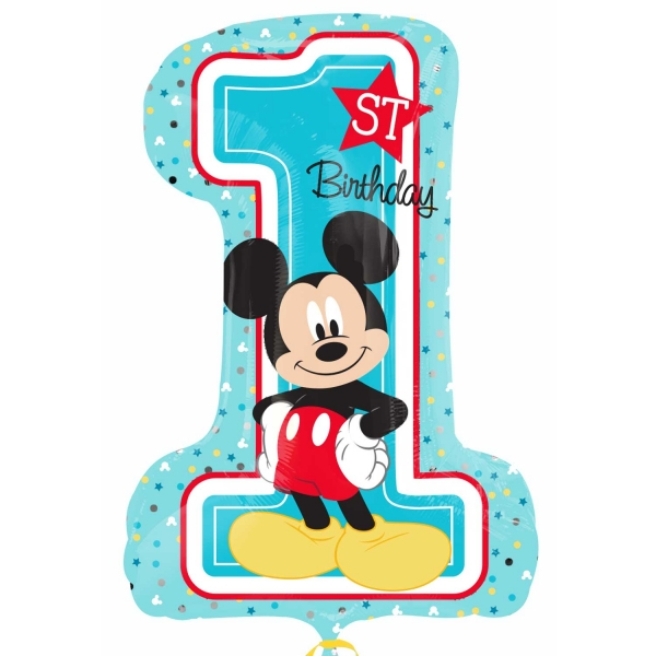 Mickey Mouse 1st birthday folieballon (48x71cm)