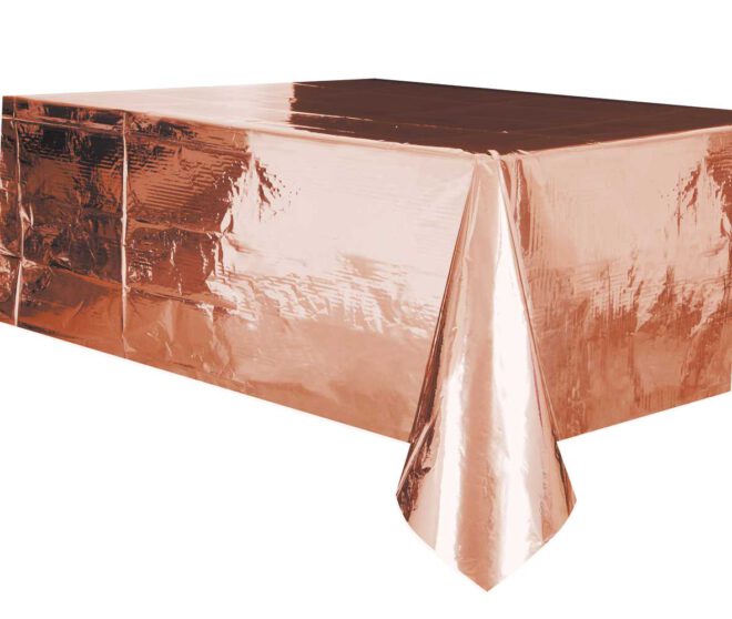 Plastic tafelkleed (37x274cm) - Rosé goud