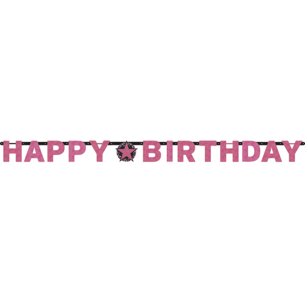Letterslinger sparkling roze Happy Birthday