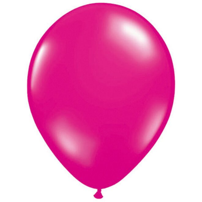 Tien magenta, hardroze, latex ballonnen met een formaat van 30 centimeter (11 inch) groot.