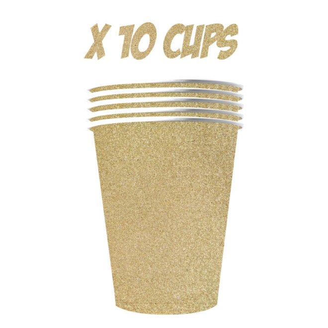 10 original Cups - glitter goud