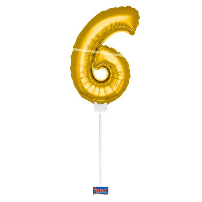 Mini folieballon cijfer 6 (36cm) - goud