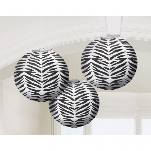 Zebra lampionnen (24cm) - 3 stuks