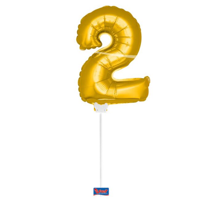 Mini folieballon cijfer 2 (36cm) - goud