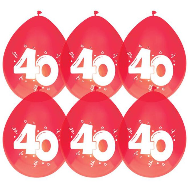 '40' jaar robijnen latex ballonnen (30cm) - 6 stuks