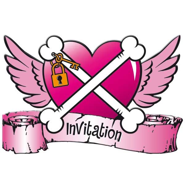 Roze Pirate Girl uitnodigingen voor een piratenfeestje voor meisjes - 8 stuks