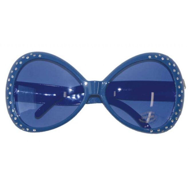 Blauwe feestbril met diamantjes