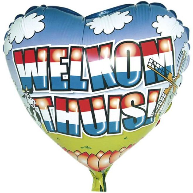 Welkom Thuis heliumballon in de vorm van een hart