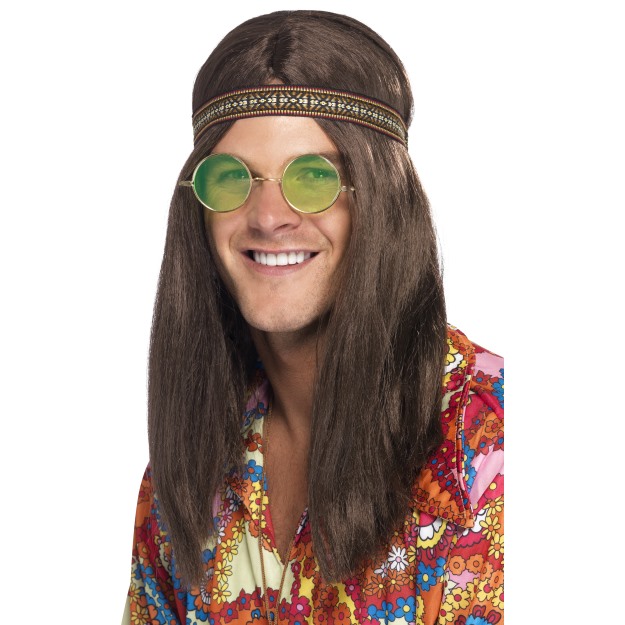 Hippie set met bril, haarband en ketting