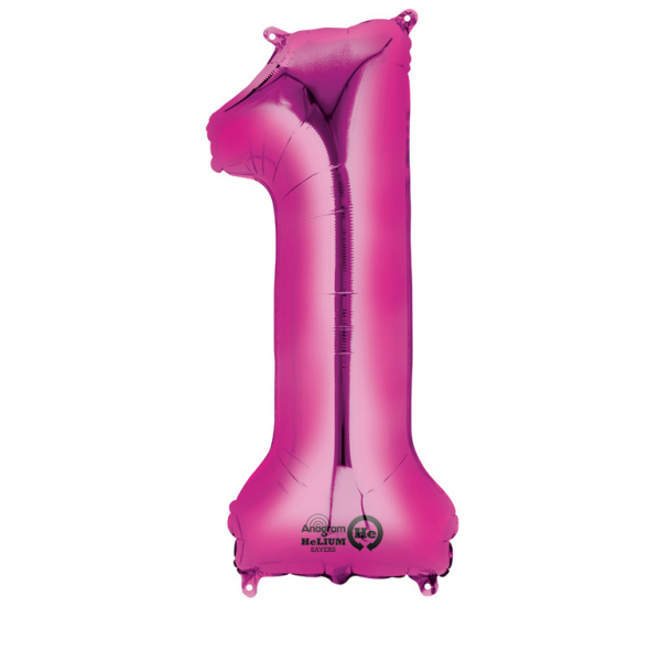 Grote folie ballon cijfer 1 (86cm) - Magenta