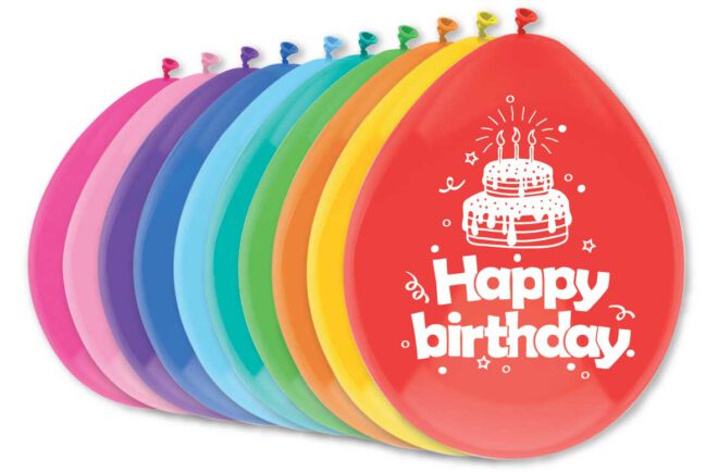 Happy Birthday latex ballonnen (30cm) - 8 stuks