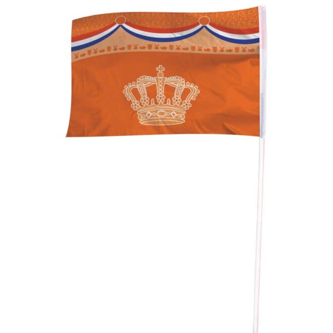 Oranje vlag met kroon (100x150cm)