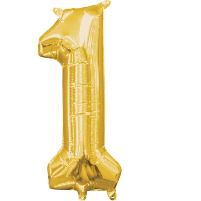 Mini folie ballon cijfer 1 (35cm) - goud