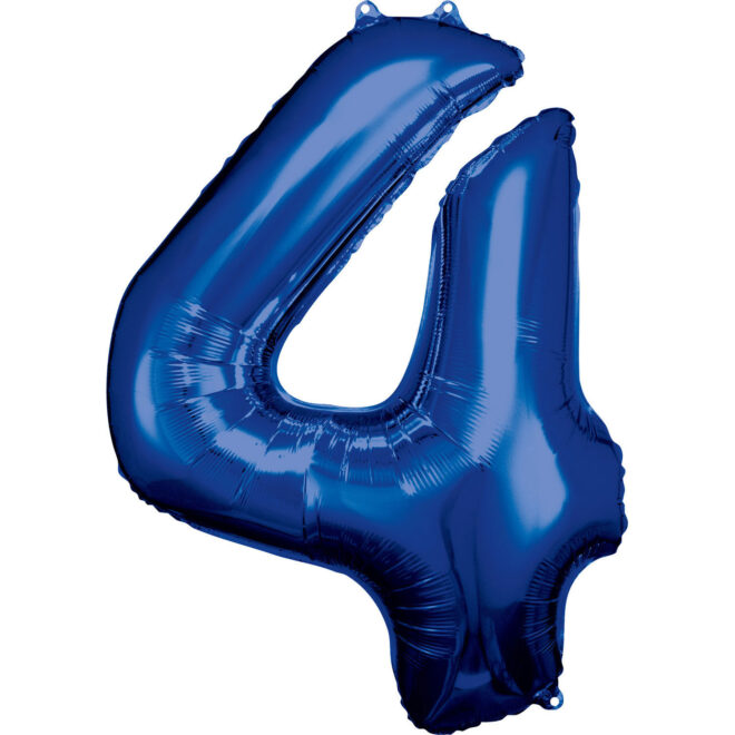 Grote folie ballon cijfer 4 (86cm) - Blauw