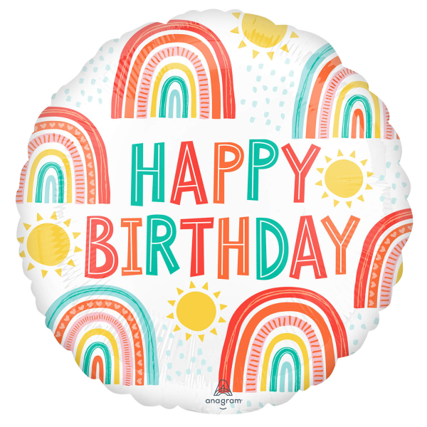 Happy birthday regenboog folieballon (43cm)