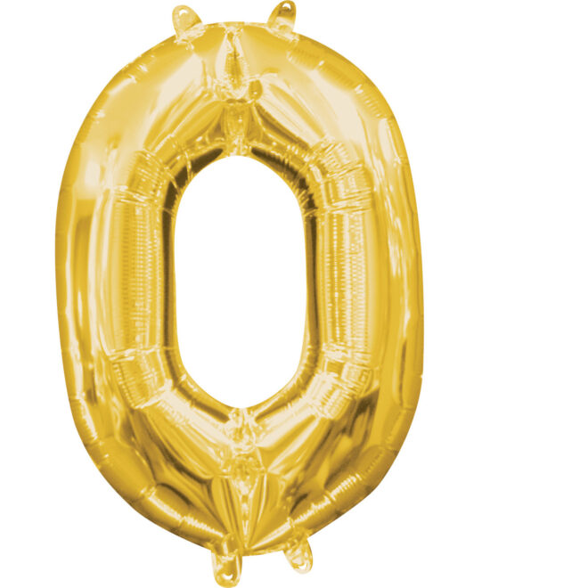 Mini folie ballon cijfer 0 (35cm) - goud