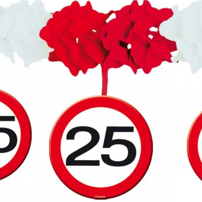 Verkeersbordslinger '25 jaar' voor een 25ste verjaardag