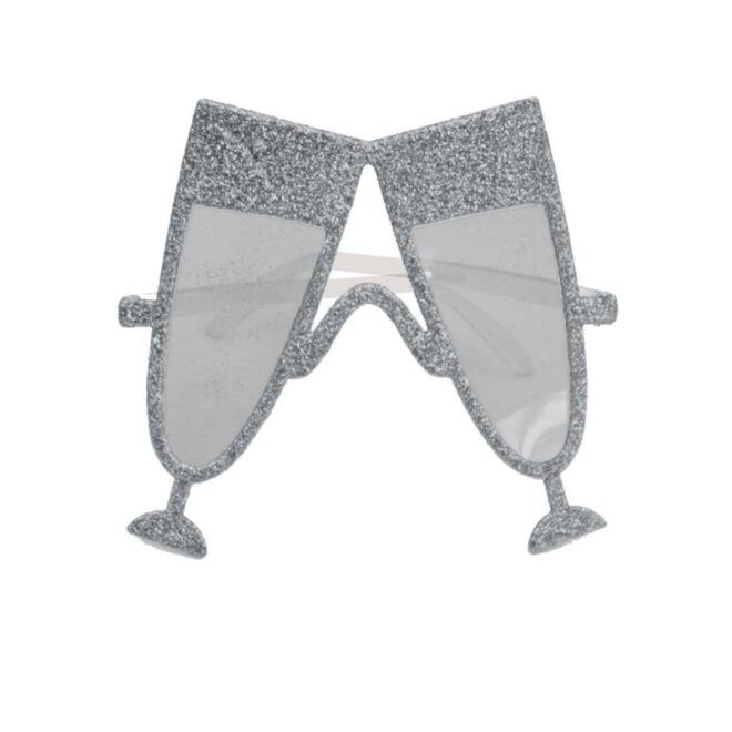 Zilveren bril in de vorm van twee champagneglazen