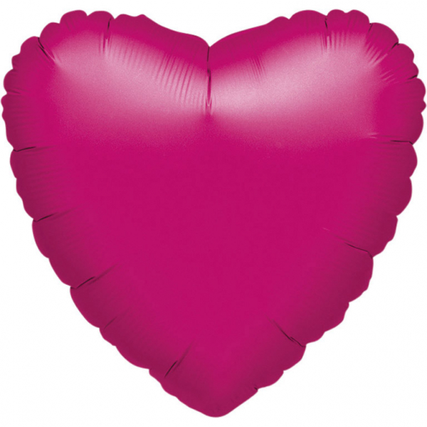Fuchsia folieballon in de vorm van een hart (43cm)