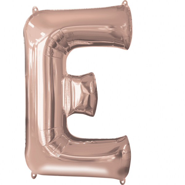 Grote folie ballon letter E - Rosé Goud
