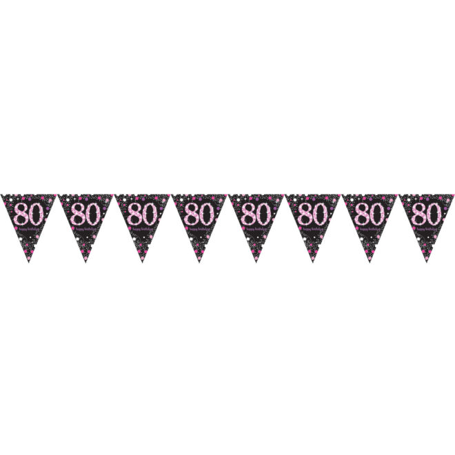 Vlaggenlijn sparkling roze zwart 80 jaar